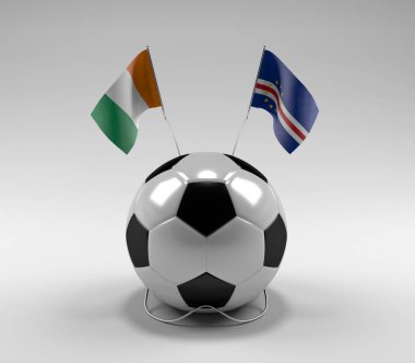 Cote-D-Ivoire - Cape-Verde Futbol Bayrakları, Beyaz Arkaplan - 3D Render