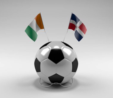 Cote-D-Ivoire - Dominik Cumhuriyeti Futbol Bayrakları, Beyaz Arkaplan - 3D Render