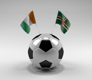 Cote-D-Ivoire - Dominica Futbol Bayrakları, Beyaz Arkaplan - 3D Render