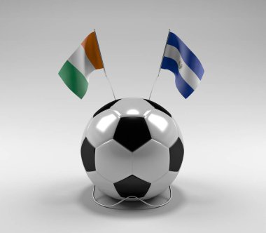 Cote-D-Ivoire - El-Salvador Futbol Bayrakları, Beyaz Arkaplan - 3D Render