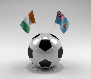 Cote-D-Ivoire - Fiji Futbol Bayrakları, Beyaz Arkaplan - 3D Render