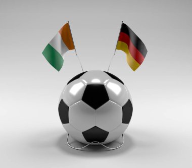 Cote-D-Ivoire - Almanya Futbol Bayrakları, Beyaz Arkaplan - 3D Render