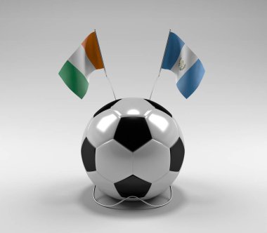 Cote-D-Ivoire - Guatemala Futbol Bayrakları, Beyaz Arkaplan - 3D Render