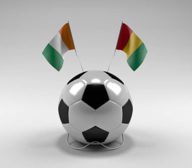 Cote-D-Ivoire - Gine Futbol Bayrakları, Beyaz Arkaplan - 3D Render