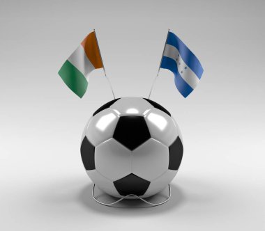 Cote-D-Ivoire - Honduras Futbol Bayrakları, Beyaz Arkaplan - 3D Render