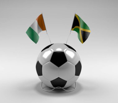 Cote-D-Ivoire - Jamaika Futbol Bayrakları, Beyaz Arkaplan - 3D Render