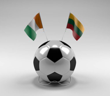 Cote-D-Ivoire - Litvanya Futbol Bayrakları, Beyaz Arkaplan - 3D Render