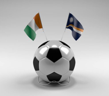 Cote-D-Ivoire - Marshall-Adaları Futbol Bayrakları, Beyaz Arkaplan - 3D Render