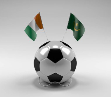 Cote-D-Ivoire - Moritanya Futbol Bayrakları, Beyaz Arkaplan - 3D Render