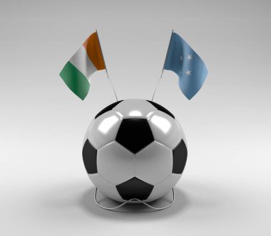 Cote-D-Ivoire - Mikronezya Futbol Bayrakları, Beyaz Arkaplan - 3D Render