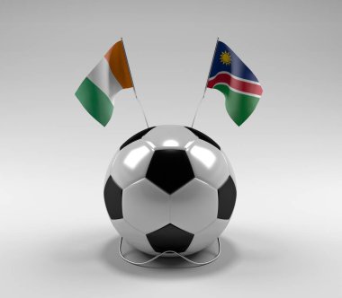 Cote-D-Ivoire - Namibya Futbol Bayrakları, Beyaz Arkaplan - 3D Render