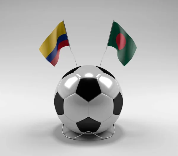 Colombia Bangladesh Voetbal Vlaggen Witte Achtergrond Render — Stockfoto