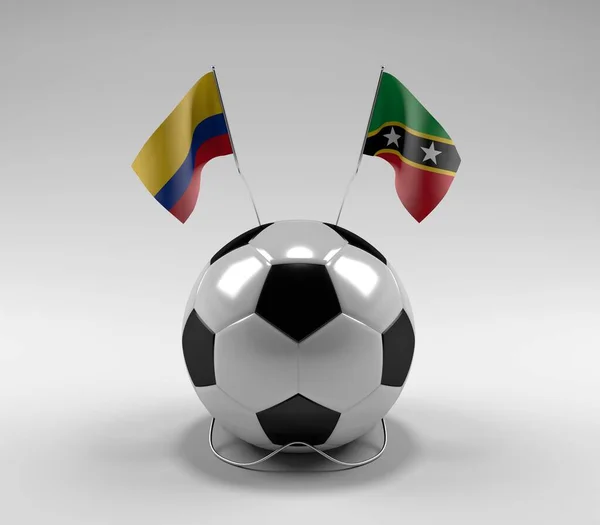 Colombia Saint Kitts Nevis Voetbal Vlaggen Witte Achtergrond Render — Stockfoto