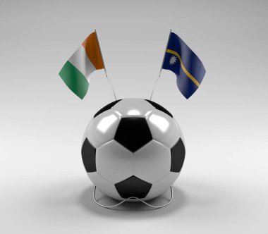 Cote-D-Ivoire - Nauru Futbol Bayrakları, Beyaz Arkaplan - 3D Render
