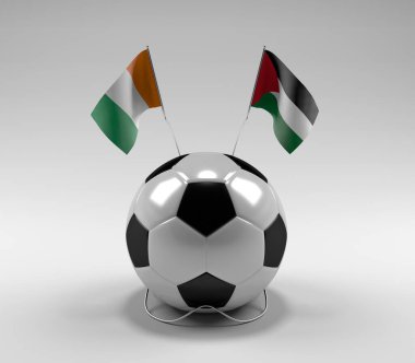 Cote-D-Ivoire - Filistin Futbol Bayrakları, Beyaz Arkaplan - 3D Render
