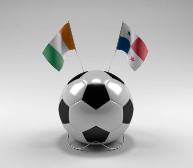Cote-D-Ivoire - Panama Futbol Bayrakları, Beyaz Arkaplan - 3D Render