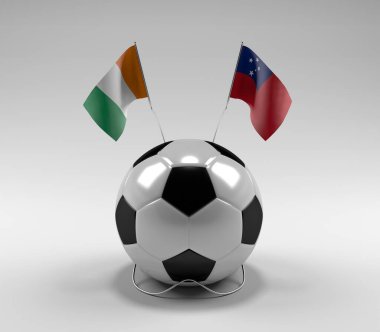 Cote-D-Ivoire - Samoa Futbol Bayrakları, Beyaz Arkaplan - 3D Render