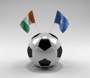 Cote-D-Ivoire - Somali Futbol Bayrakları, Beyaz Arkaplan - 3D Render