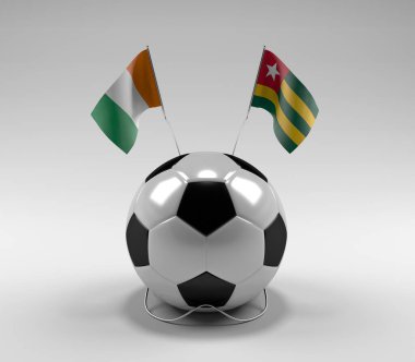 Cote-D-Ivoire - Togo Futbol Bayrakları, Beyaz Arkaplan - 3D Yapılandırma