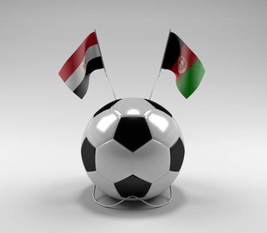 Mısır - Afganistan Futbol Bayrakları, Beyaz Arkaplan - 3D Yapılandırma
