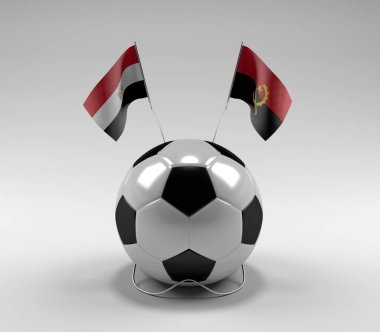Mısır - Angola Futbol Bayrakları, Beyaz Arkaplan - 3D Render