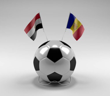 Mısır - Andorra Futbol Bayrakları, Beyaz Arkaplan - 3D Render