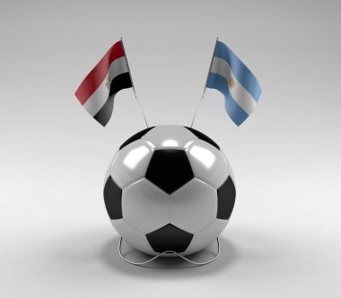 Mısır - Arjantin Futbol Bayrakları, Beyaz Arkaplan - 3D Render