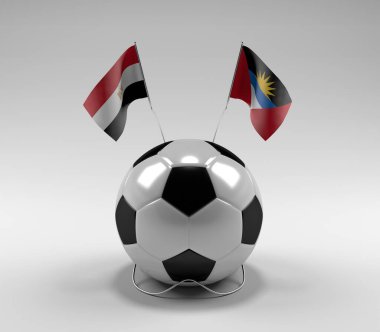Mısır - Antigua ve Barbuda Futbol Bayrakları, Beyaz Arkaplan - 3D Render