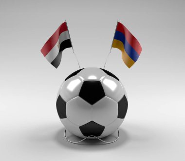 Mısır - Ermenistan Futbol Bayrakları, Beyaz Arkaplan - 3D Render