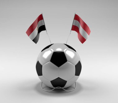 Mısır - Avusturya Futbol Bayrakları, Beyaz Arkaplan - 3D Render