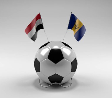 Mısır - Barbados Futbol Bayrakları, Beyaz Arkaplan - 3D Render