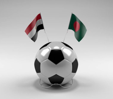 Mısır - Bangladeş Futbol Bayrakları, Beyaz Arkaplan - 3D Render