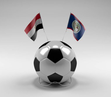 Mısır - Belize Futbol Bayrakları, Beyaz Arkaplan - 3D Render
