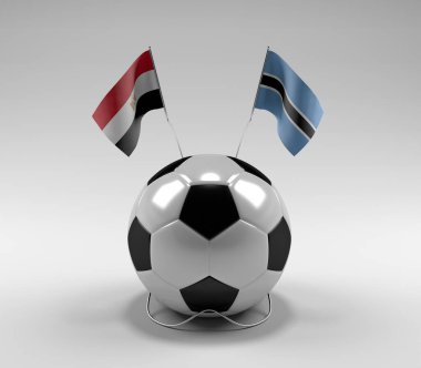 Mısır - Botswana Futbol Bayrakları, Beyaz Arkaplan - 3D Render