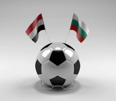 Mısır - Bulgaristan Futbol Bayrakları, Beyaz Arkaplan - 3D Hazırlama