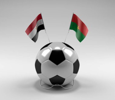 Mısır - Burkina-Faso Futbol Bayrakları, Beyaz Arkaplan - 3D Render