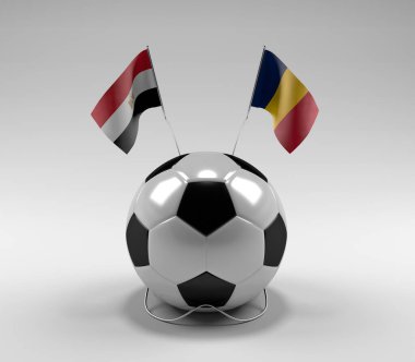 Mısır - Çad Futbol Bayrakları, Beyaz Arkaplan - 3D Yapılandırma