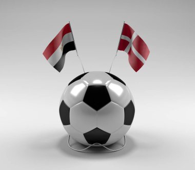 Mısır - Danimarka Futbol Bayrakları, Beyaz Arkaplan - 3D Render