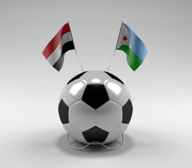 Mısır - Cibuti Futbol Bayrakları, Beyaz Arkaplan - 3D Render