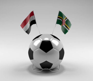 Mısır - Dominica Futbol Bayrakları, Beyaz Arkaplan - 3D Render