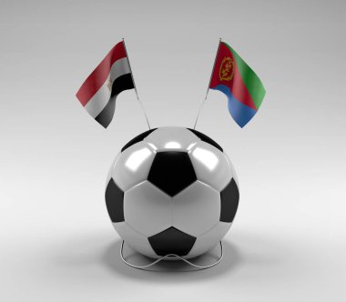 Mısır - Eritre Futbol Bayrakları, Beyaz Arkaplan - 3D Render
