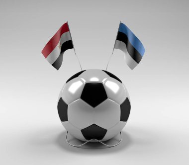 Mısır - Estonya Futbol Bayrakları, Beyaz Arkaplan - 3D Render
