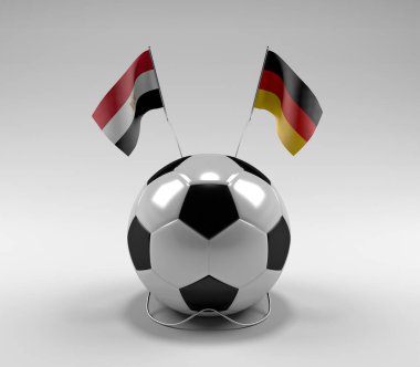Mısır - Almanya Futbol Bayrakları, Beyaz Arkaplan - 3D Render