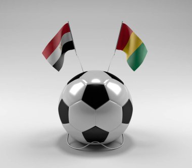 Mısır - Gine Futbol Bayrakları, Beyaz Arkaplan - 3D Render