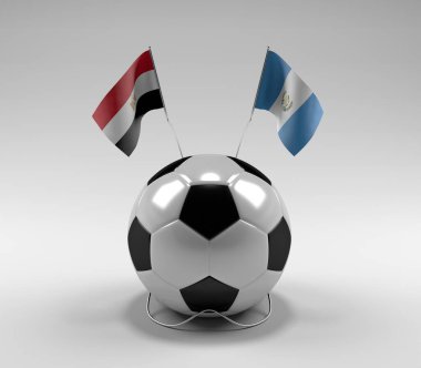 Mısır - Guatemala Futbol Bayrakları, Beyaz Arkaplan - 3D Render