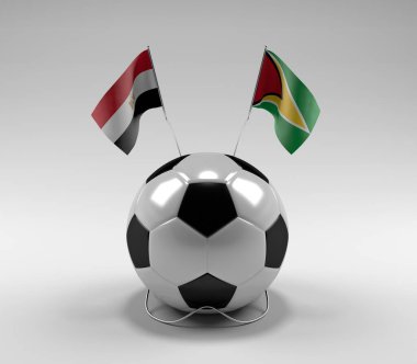 Mısır - Guyana Futbol Bayrakları, Beyaz Arkaplan - 3D Render