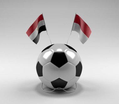 Mısır - Endonezya Futbol Bayrakları, Beyaz Arkaplan - 3D Render