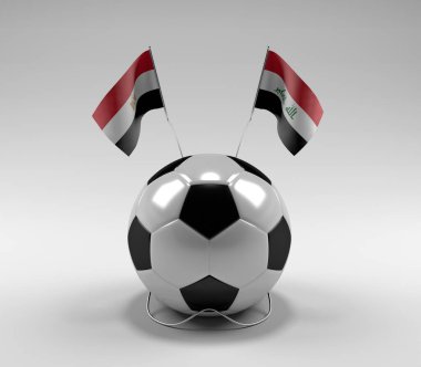 Mısır - Irak Futbol Bayrakları, Beyaz Arkaplan - 3D Yapılandırma