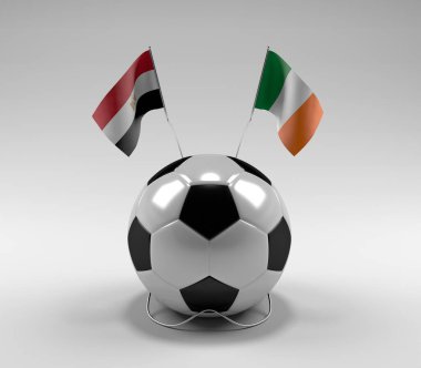 Mısır - İrlanda Futbol Bayrakları, Beyaz Arkaplan - 3D Render