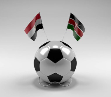 Mısır - Kenya Futbol Bayrakları, Beyaz Arkaplan - 3D Render